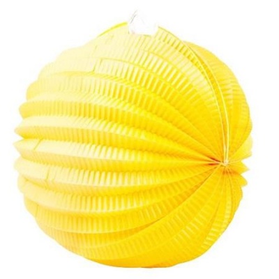 Lampion, kerek, 22 cm, sárga