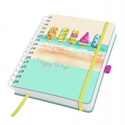 Spirálfüzet, 168x215 mm, pontrácsos, 120 lap, keményfedeles, SIGEL "Jolie Summer Breeze"
