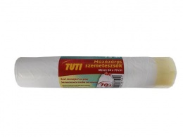 Szemeteszsák, zárószalagos, 70 l, 15 db, 64x70 cm, 14 µ, TUTI, fehér